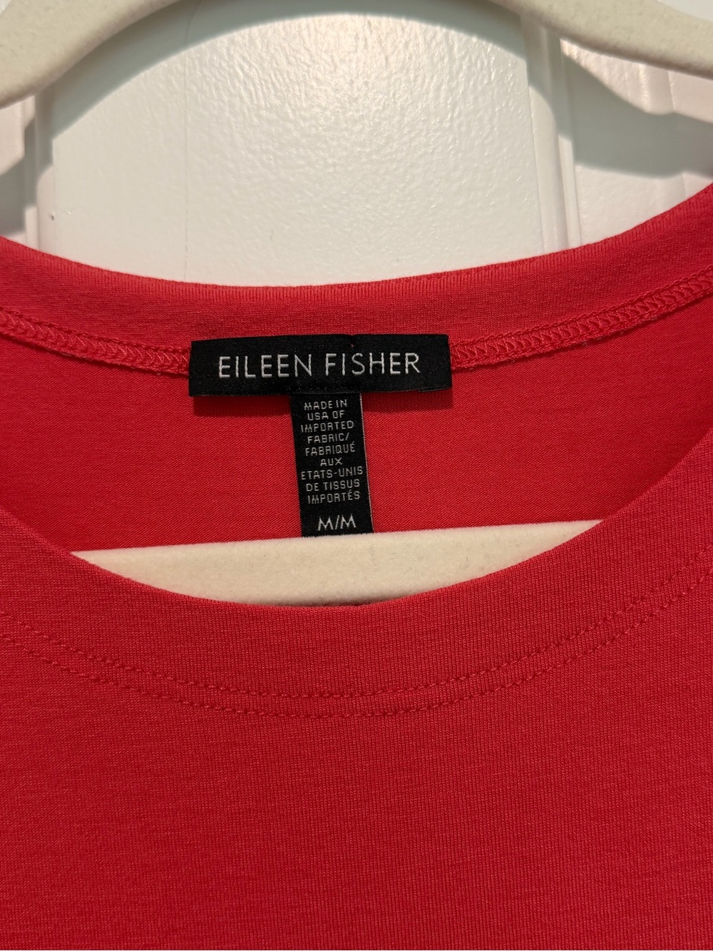 Eileen Fisher Sleeveless Jersey Shift Dress Coral Pink Medium Viscose Blend - Picture 3 of 5